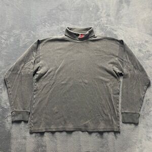 Vintage Turtleneck Shirt Mens Medium Gray Vail Skier Mock Neck Made USA Medalist